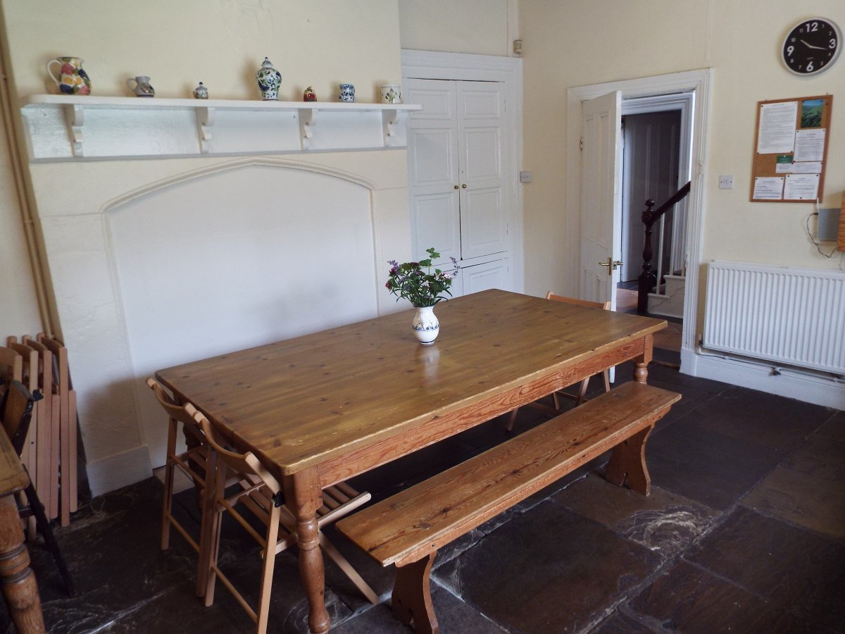 Farmhouse kitchen with large dining area
